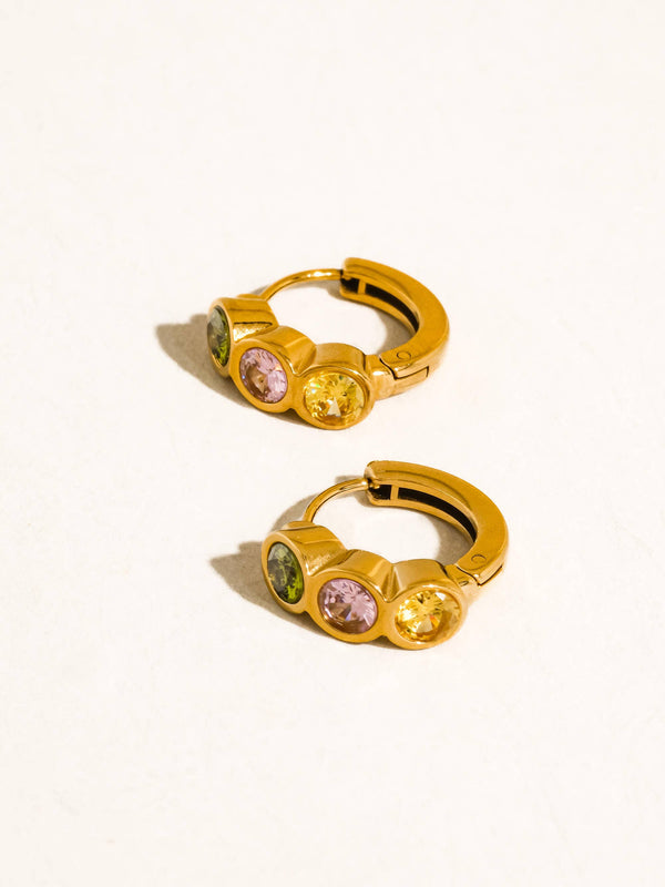 colorful cz hoop | 18k earring