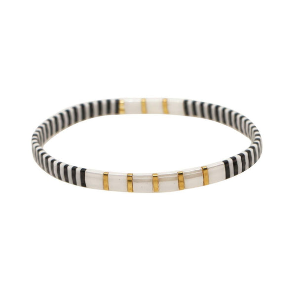 colorful stack bracelet | black + white