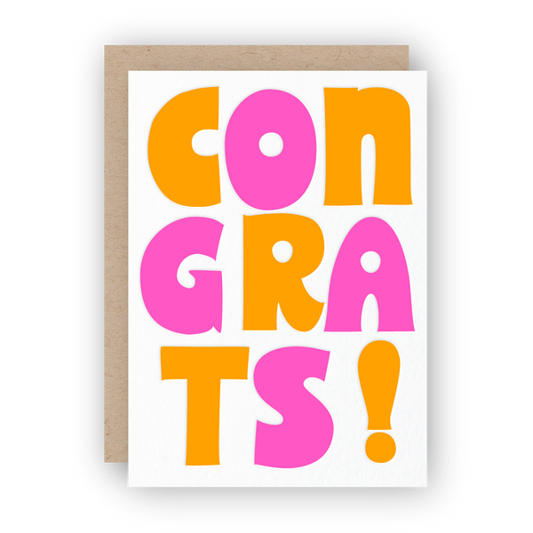 letterpress greeting card | congrats!