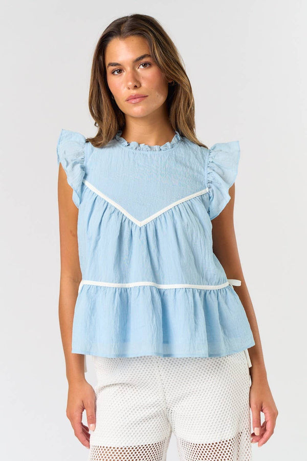 ruffled tiered top | yellow