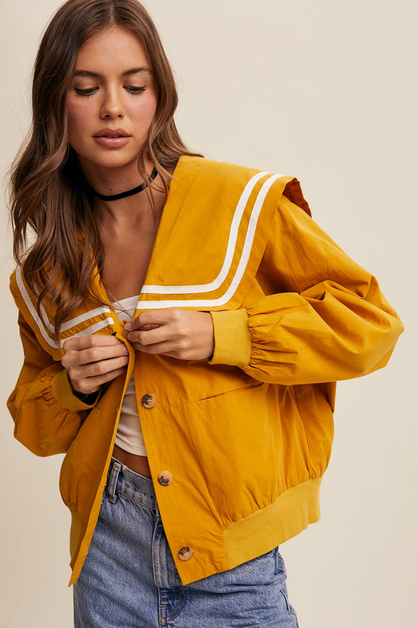 sailor collar button up jacket