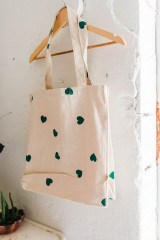 heart tote bag | green