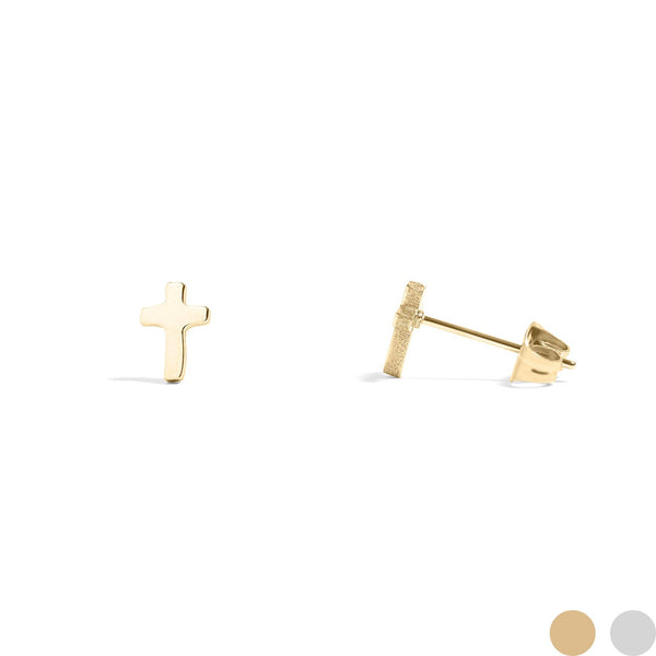 cross stud | 18k gold earrings