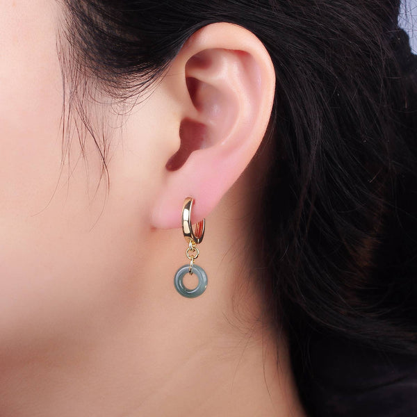 green jade donut huggie | 14k gold filled
