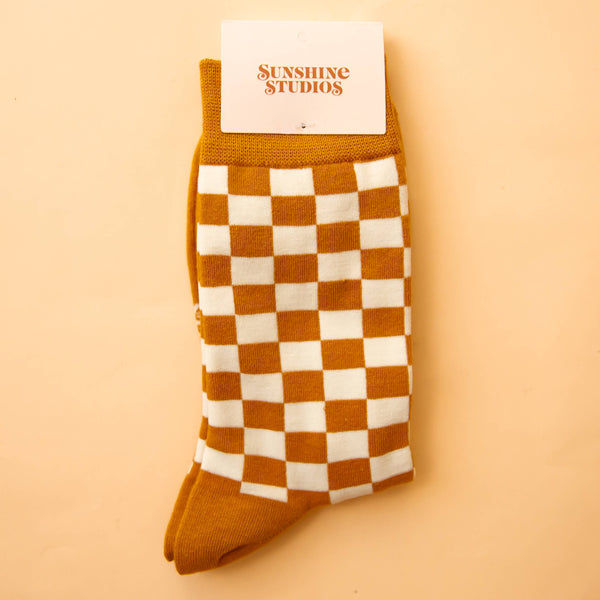 checker crew socks | orange