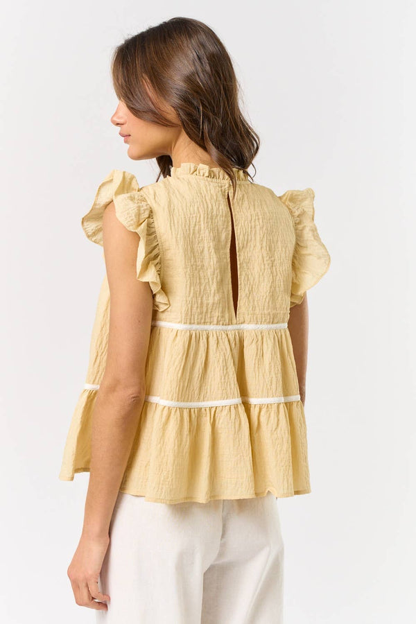 ruffled tiered top | yellow