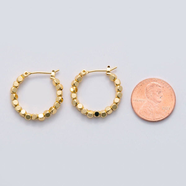 cube bead latch hoop 24k | earring