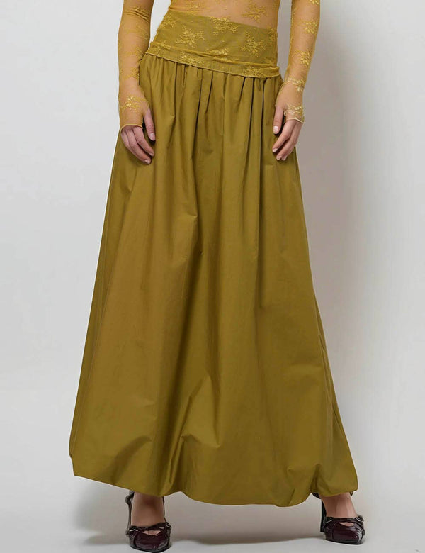 bubble wide waistband long skirt | palms