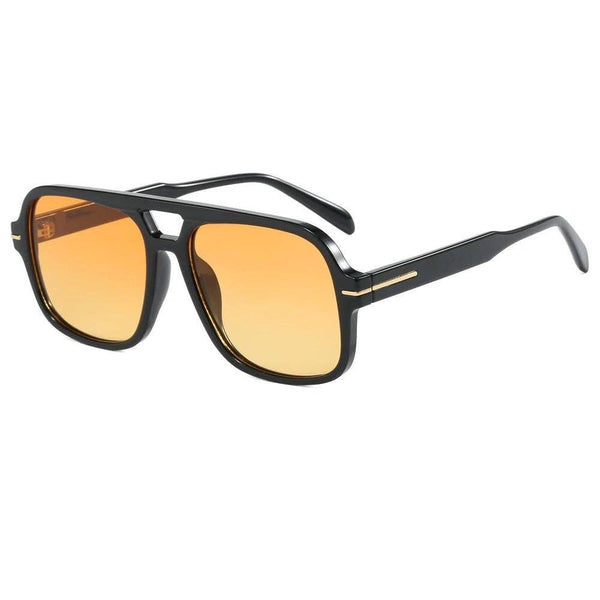 natalie aviator sunglasses | black + amber lens