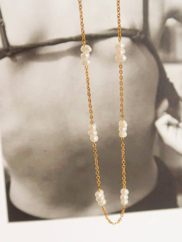 petite pearl choker | 18k gold necklace