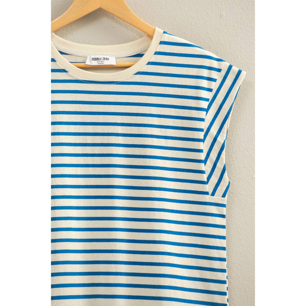 striped cap sleeve tee | blue