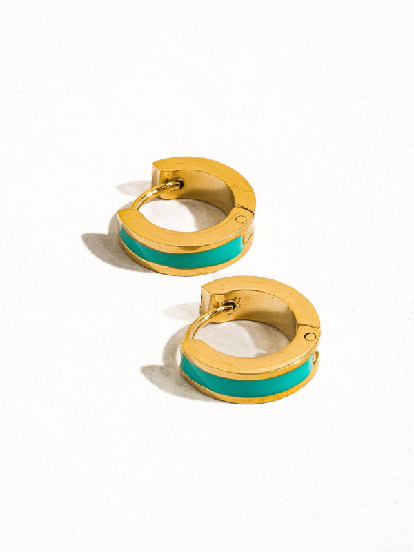 gold colored hoop | turquoise