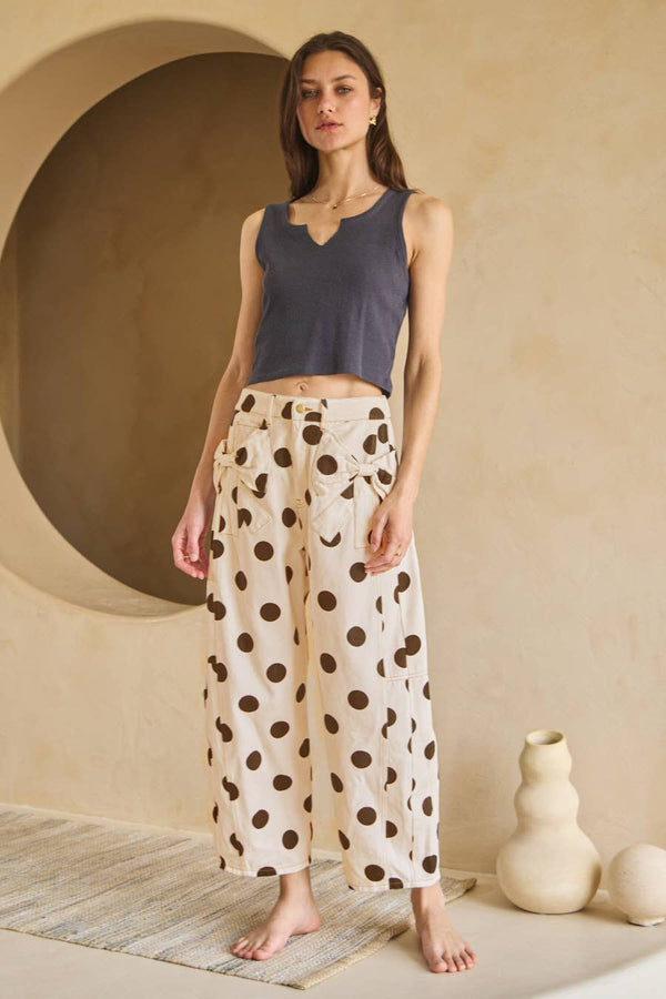 barrel denim pants | polka dot
