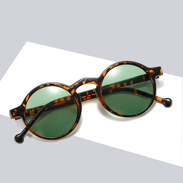 round frame sunglasses | leopard