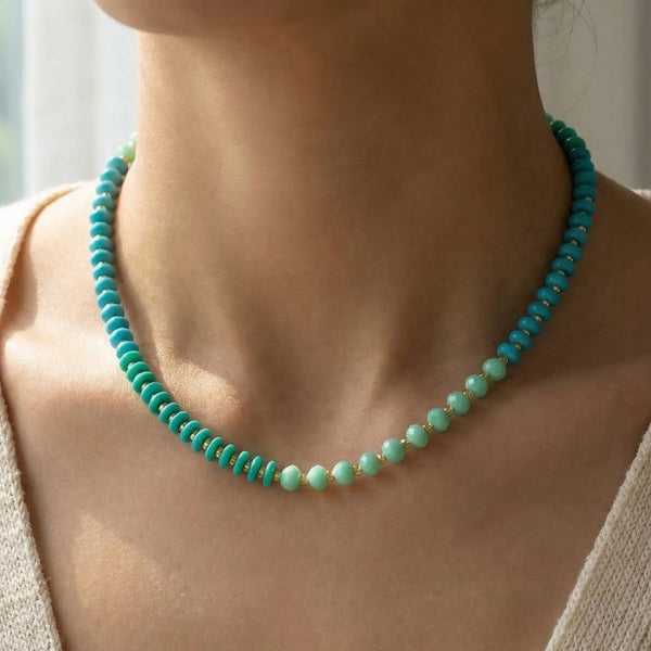 stone + glass beaded necklace