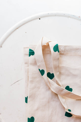 heart tote bag | green