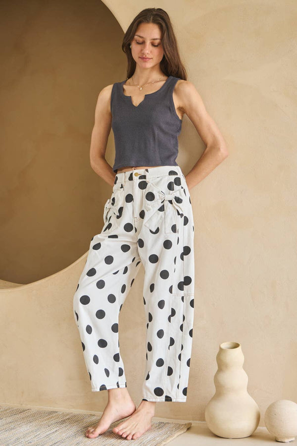 barrel denim pants | polka dot