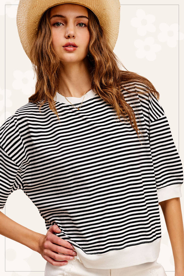 penny loose fit top | black stripe