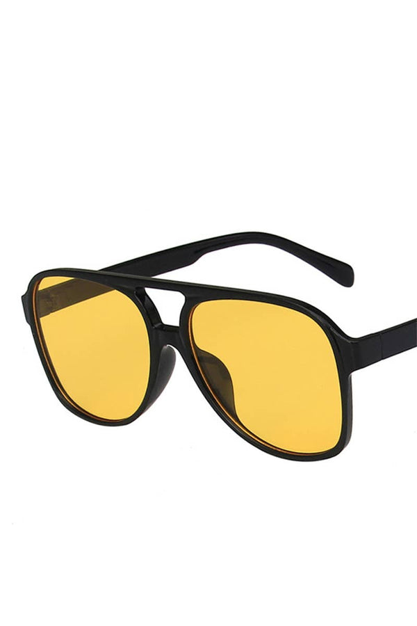 double bridge aviator sunglasses | black + yellow