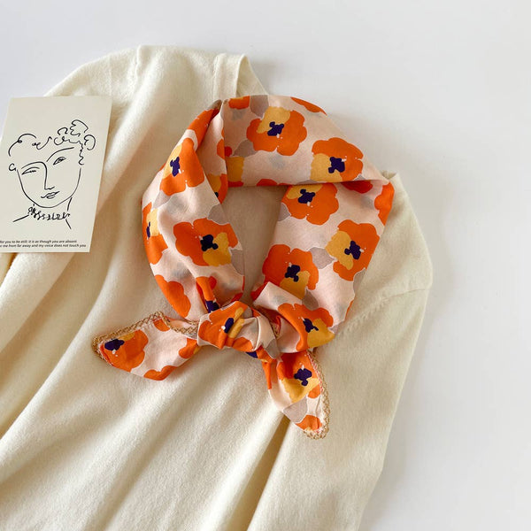 retro printed bandana | tangerine poppy