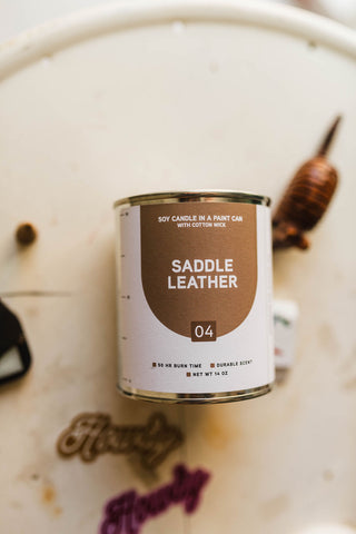 paint can candle | saddle leather