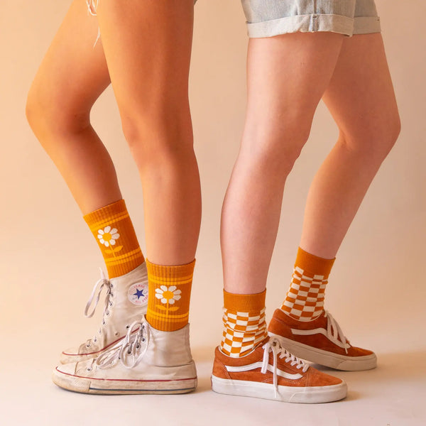 checker crew socks | orange