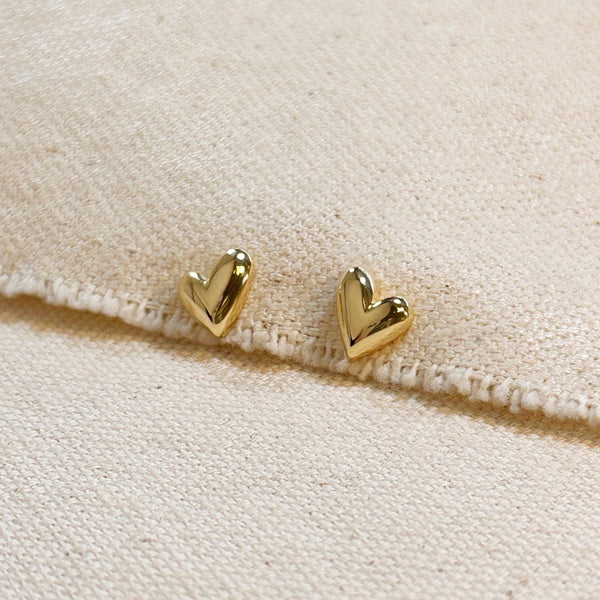 dainty uneven hearts | 18k gold filled studs