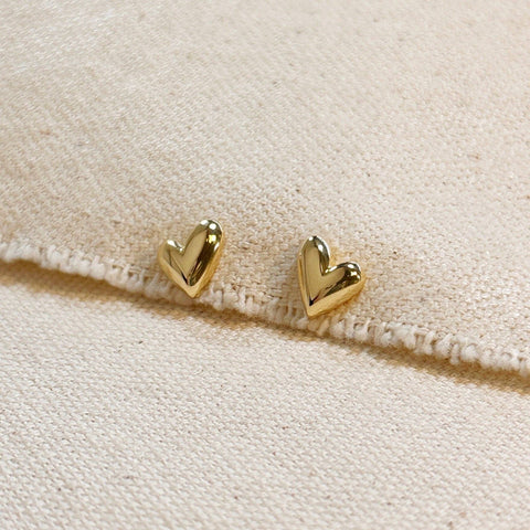 dainty uneven hearts | 18k gold filled studs