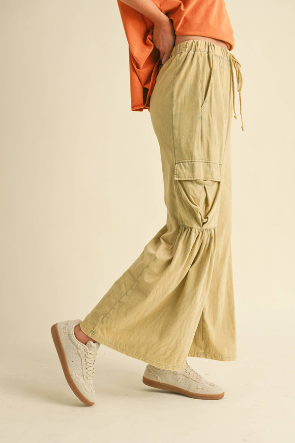beige cargo pants | cool matcha