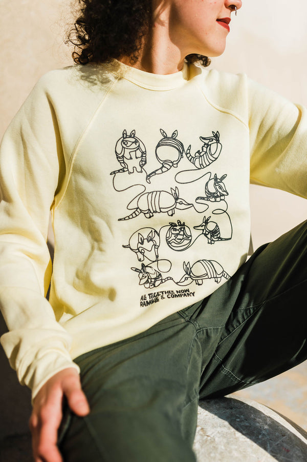 all together now armadillo | raglan fleece sweatshirt french vanilla