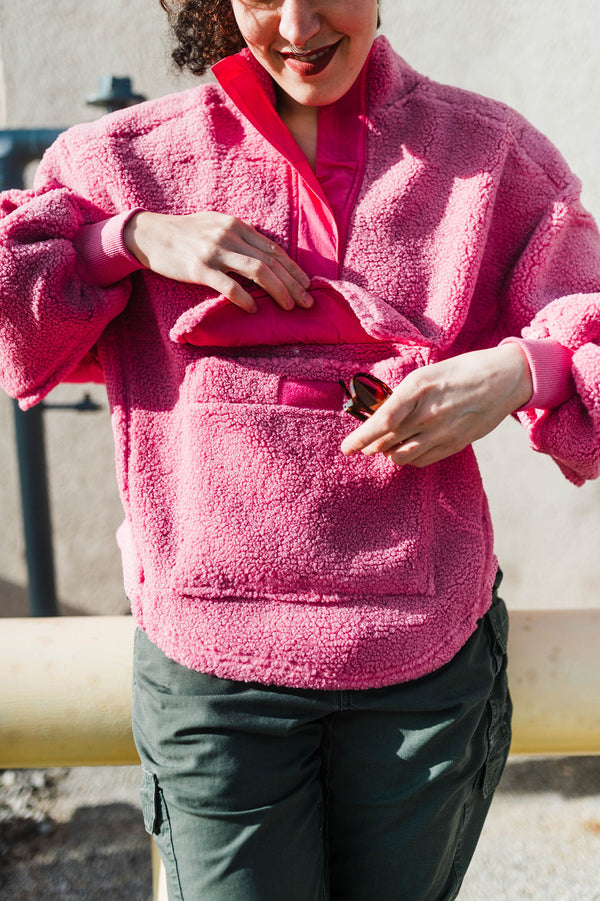 reese | hot pink teddy pullover sweatshirt