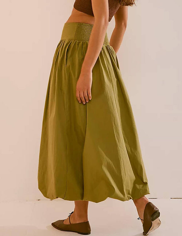 bubble wide waistband long skirt | palms