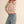 scallop puff sleeve sweater | almond red