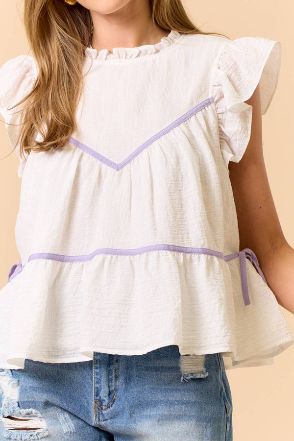 ruffled tiered top | yellow