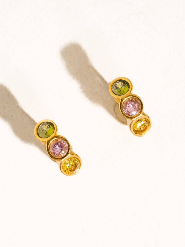 colorful cz hoop | 18k earring