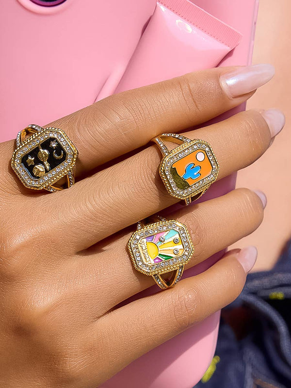 orange cactus statement 18k gold | ring