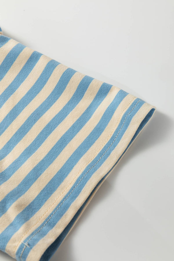 stripe tee | sky blue + pink