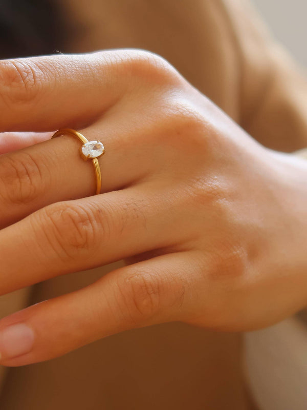 boris cz thin 18k gold | ring