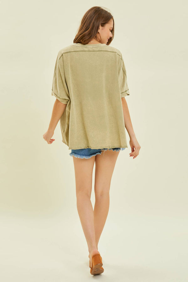mineral washed oversized crop tee | cool matcha
