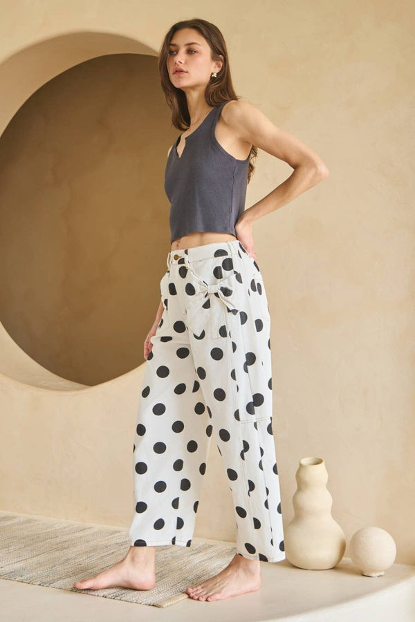 barrel denim pants | polka dot