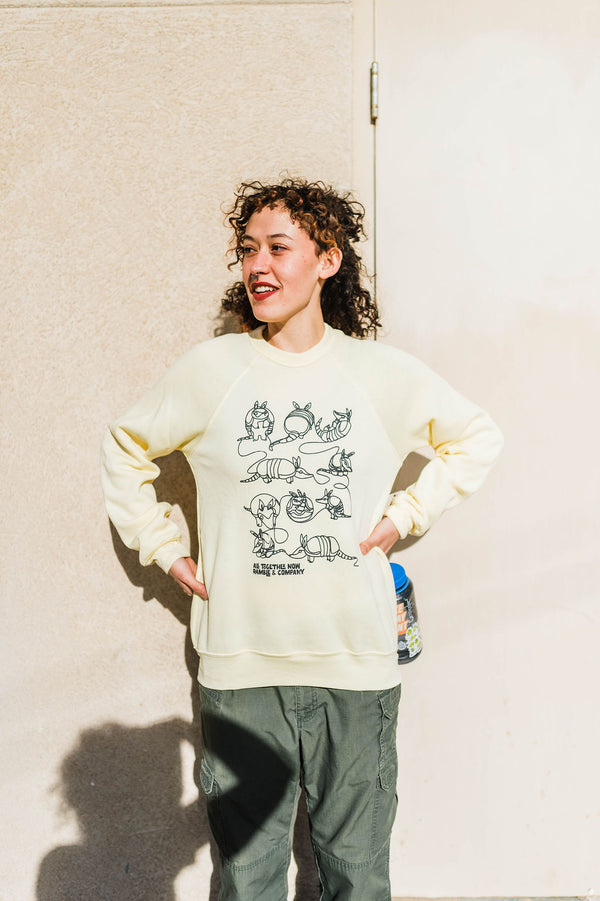 all together now armadillo | raglan fleece sweatshirt french vanilla