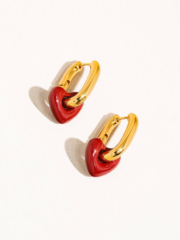 lilou red heart | chain earring