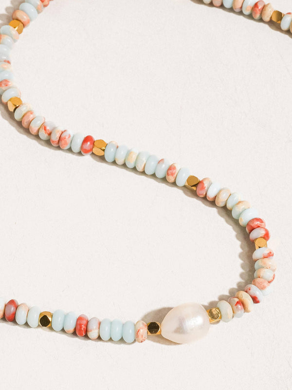 boho beaded pearl necklace