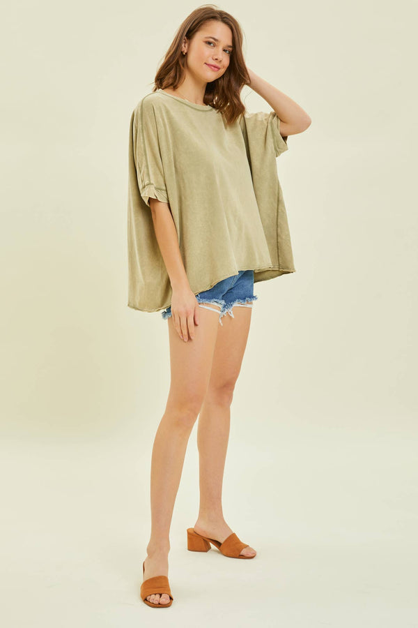 mineral washed oversized crop tee | cool matcha