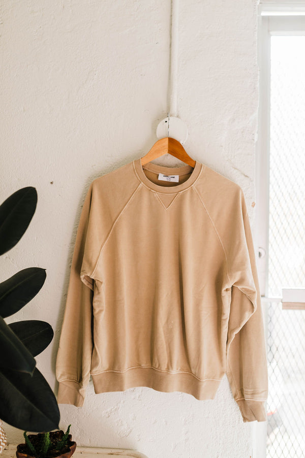 long sleeve lightweight sweatshirt | solid taupe