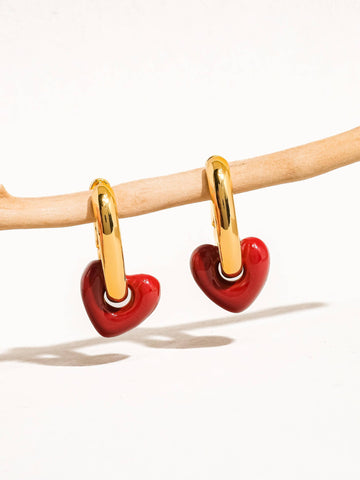 lilou red heart | chain earring