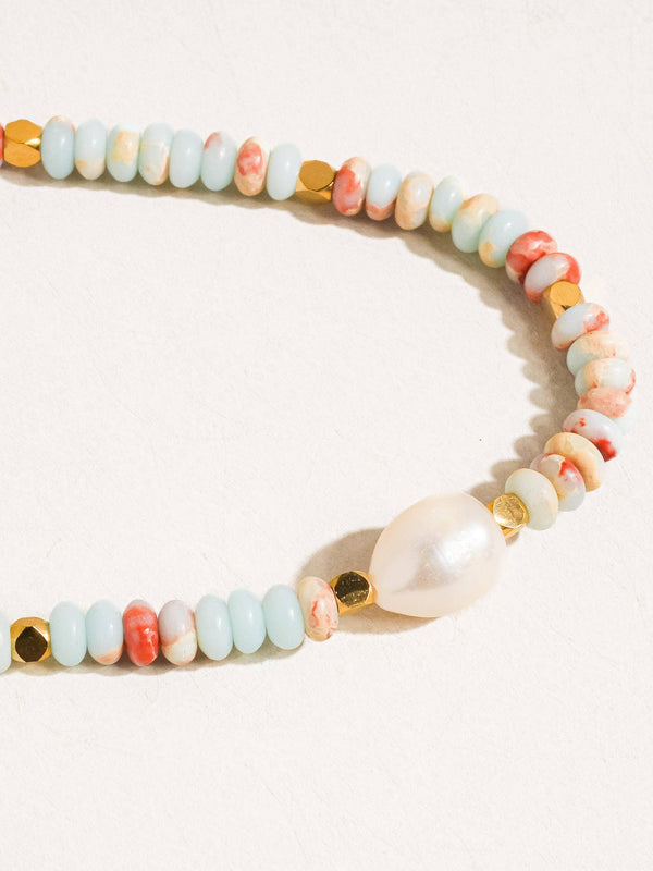 boho beaded pearl necklace
