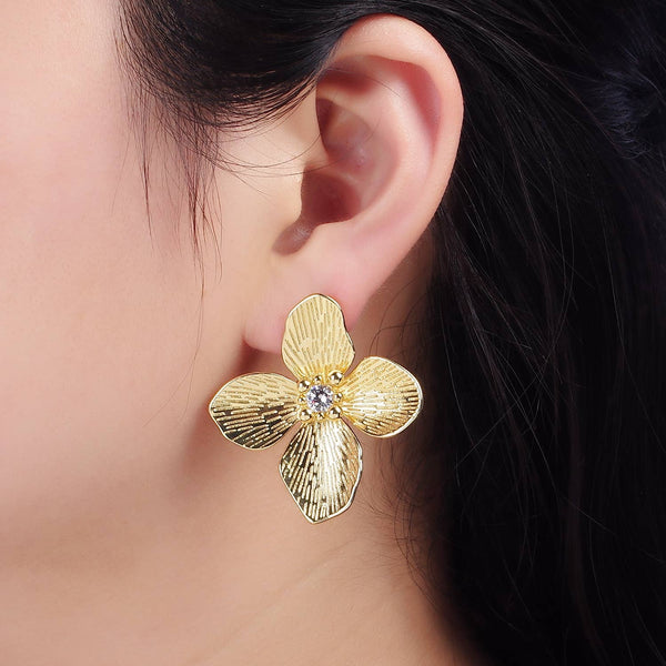 textured flower earrings | 14k gold filled