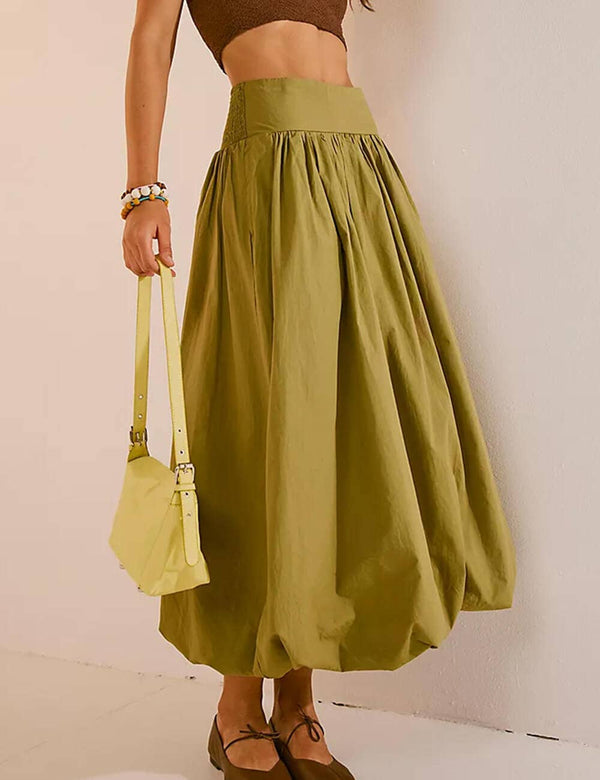 bubble wide waistband long skirt | palms