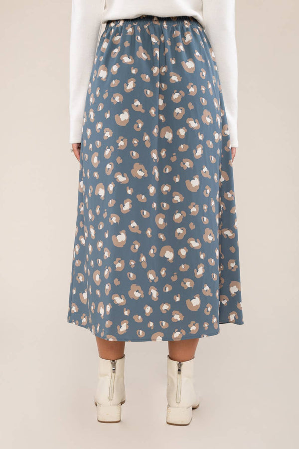 teal animal print | midi skirt